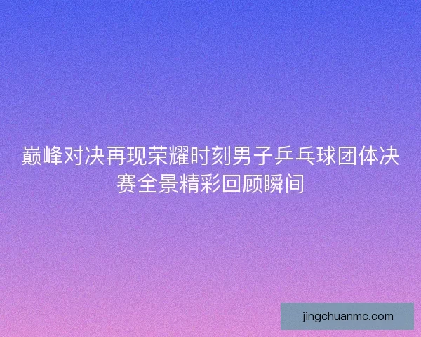 巅峰对决再现荣耀时刻男子乒乓球团体决赛全景精彩回顾瞬间